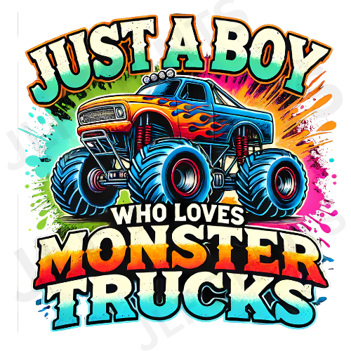 A boy who loves monster trucks