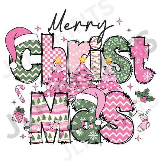 Merry Christmas - Pink/Green